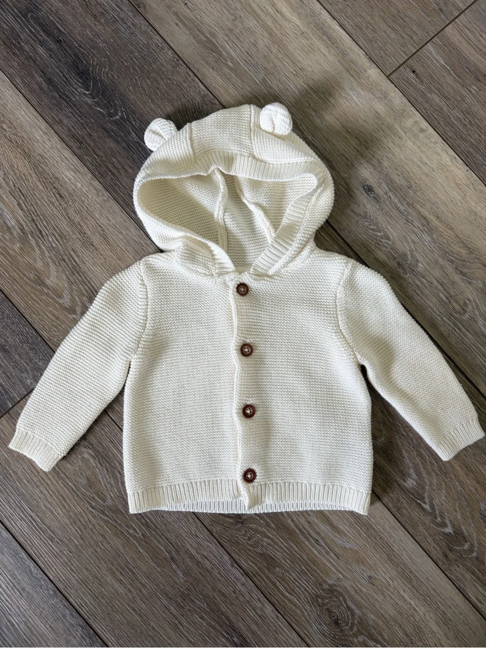 Carter’s Cream Baby Hooded Knit Cardigan Sweater with Ears